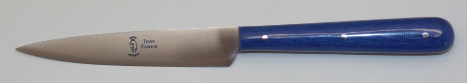 Couteau office 10cm  60 micarta bleu 91005-15 B Coutellerie Chevalerias Thiers