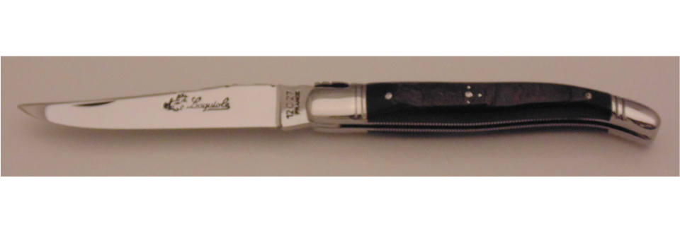 Couteau le Laguiole croûte de buffle 11cm 2 mitres inox 11114-21 Coutellerie Chevalerias Thiers