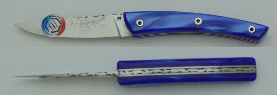 Couteau le Thiers plexi bleu 9cm 20918-53 Coutellerie Chevalerias Thiers