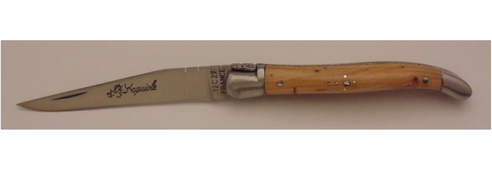 Couteau le Laguiole genévrier 9cm 2 mitres inox 10914-17 Coutellerie Chevalerias Thiers