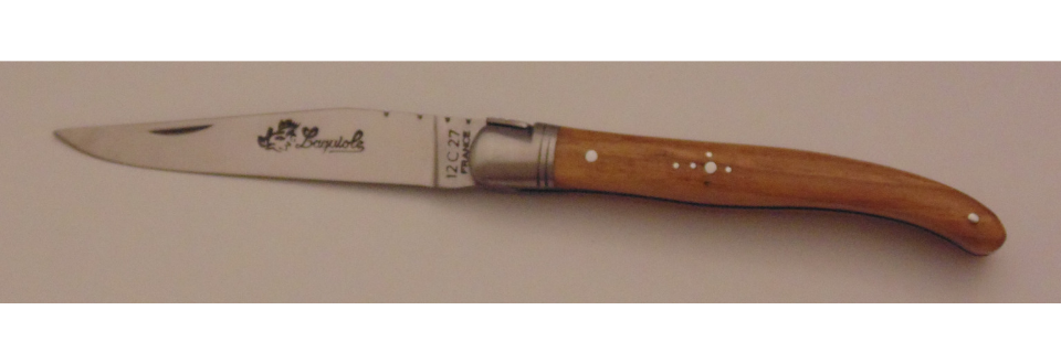 Couteau le Laguiole olivier 12cm 1 mitre inox 11213-11 Coutellerie Chevalerias Thiers