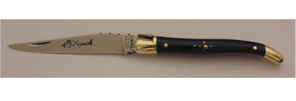 Couteau le Laguiole ébène 10cm 2 mitres laiton 11012-07 Coutellerie Chevalerias Thiers