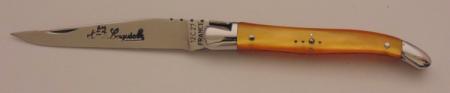 Couteau le Laguiole plexi orange 10cm 2 mitres inox 11014-56 Coutellerie Chevalerias Thiers