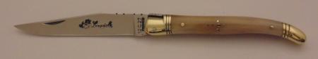 Couteau le Laguiole pointe de corne 12cm 2 mitres laiton 11212-18 Coutellerie Chevalerias Thiers
