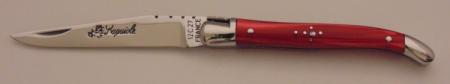 Couteau le Laguiole plexi rouge 10cm 2 mitres inox 11014-50 Coutellerie Chevalerias Thiers