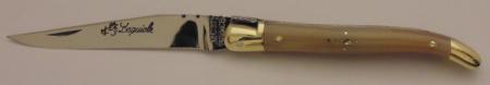 Couteau le Laguiole pointe de corne 9cm 2 mitres laiton 10912-18 Coutellerie Chevalerias Thiers