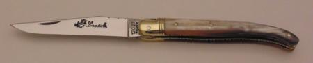 Couteau le Laguiole corne claire 12cm 1 mitre laiton 11211-02 Coutellerie Chevalerias Thiers